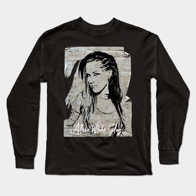 Alissa White-Gluz  80s Vintage Old Poster Long Sleeve T-Shirt by Hand And Finger